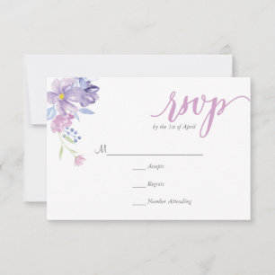 Watercolor Floral Peony Wreath Wedding RSVP Card