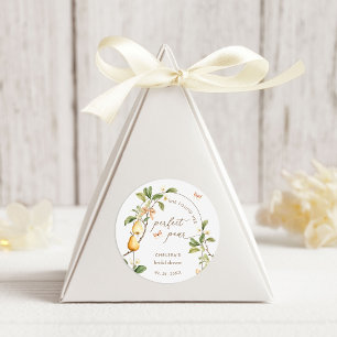 Watercolor Floral Perfect Pair Pear Bridal Shower Classic Round Sticker