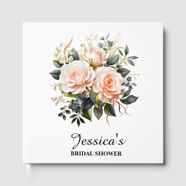  Watercolor Floral– Personalised Bridal Shower Guest Book (Front)