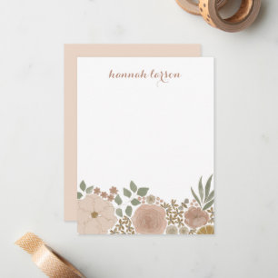 Watercolor Floral Personalised Flat Notecard
