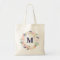 Watercolor Floral Personalised Monogram Canvas Bag