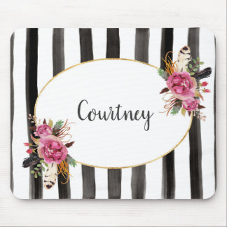 Watercolor floral personalised mousepad