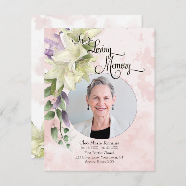 Watercolor Floral Personalised Photo Sympathy Card (Front/Back)