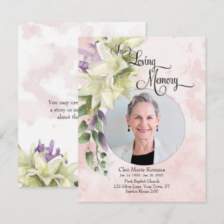 Watercolor Floral Personalised Photo Sympathy Card