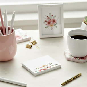 Watercolor floral personalised post-it notes
