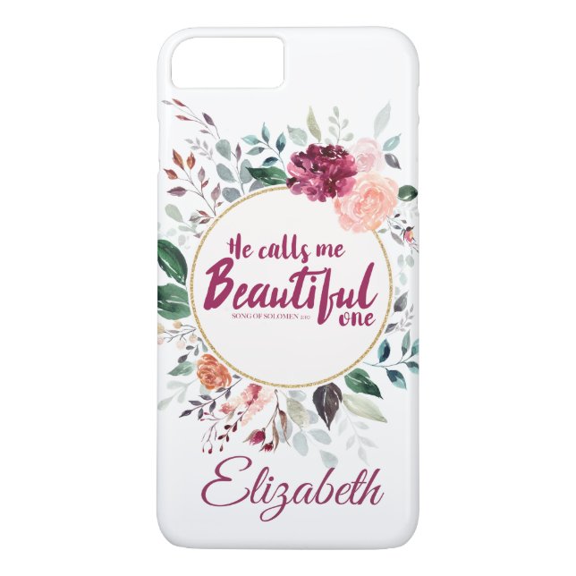 Watercolor Floral Personalised Scripture Case-Mate iPhone Case (Back)