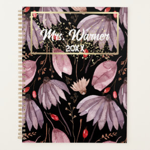 Watercolor Floral Personalised Teacher Gift Boho Planner