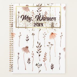 Watercolor Floral Personalised Teacher Gift Planne Planner