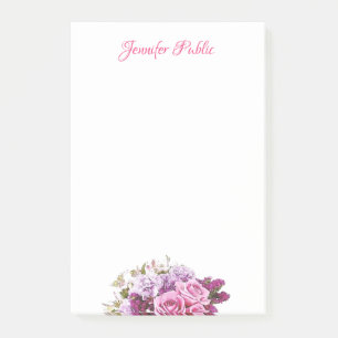 Watercolor Floral Personalised Template Script Post-it Notes