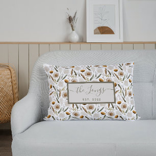 Watercolor Floral Personalised Throw Pillow