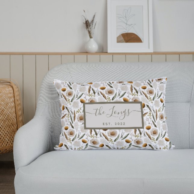 Watercolor Floral Personalised Throw Pillow (Creator Uploaded)