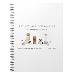 Watercolor Floral Pet Sitting Dog Walking Services Notebook