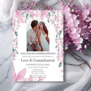 Watercolor Floral Photo Commitment Ceremony Invitation