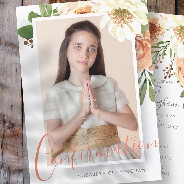 Watercolor Floral Photo Confirmation Invitation (Creator Uploaded)