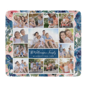 Watercolor Floral Photo Keepsake Cutting Board