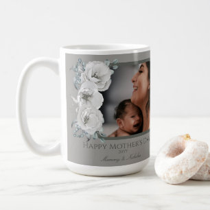Watercolor Floral Photo Mother's Day Grey Coffee Mug