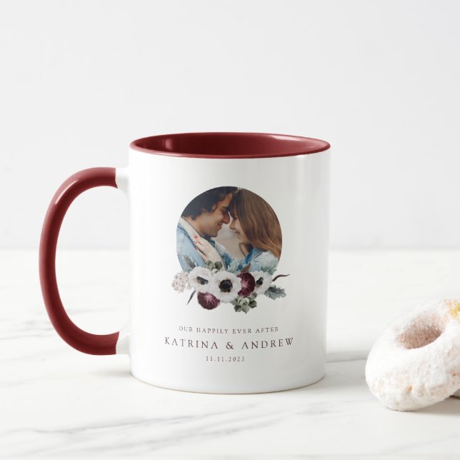 Watercolor Floral Photo Mug (With Donut)
