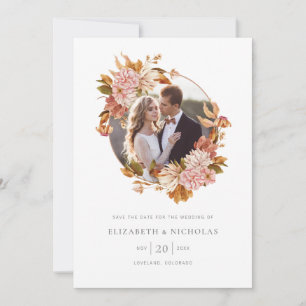 Watercolor Floral Photo Wedding Save The Date
