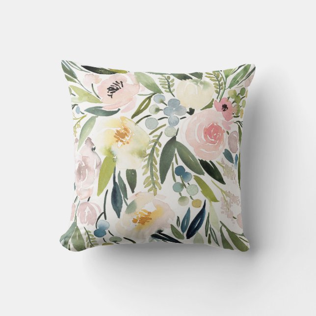 Watercolor Floral Pillow (Front)