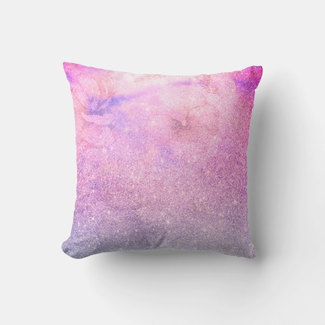 *~* Watercolor Floral Pink Blue Purple Cushion (Front)