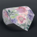 Watercolor Floral Pink Blush and Purple  Tie<br><div class="desc">This design may be personalised by choosing the Edit Design option. You may also transfer onto other items. Contact me at colorflowcreations@gmail.com or use the chat option at the top of the page if you wish to have this design on another product or need assistance. See more of my designs...</div>
