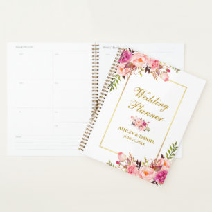 Watercolor Floral Pink Blush Gold Wedding Planner