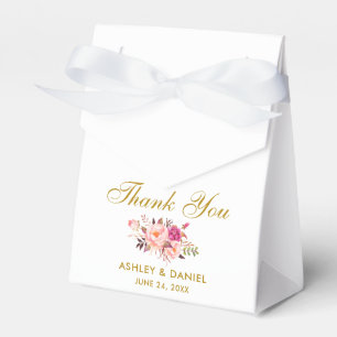 Watercolor Floral Pink Blush Gold Wedding Thanks B Favour Box