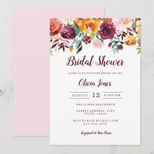 Watercolor Floral Pink Bridal Shower Card