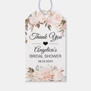 Watercolor Floral Pink Bridal Shower Thank You Gift Tags