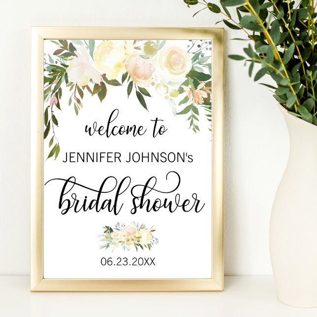 Watercolor Floral Pink Bridal Shower WELCOME SIGN (Creator Uploaded)