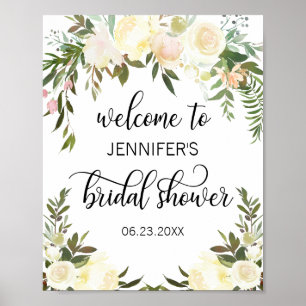 Watercolor Floral Pink Bridal Shower WELCOME SIGN