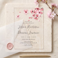 Watercolor Floral Pink Cherry Blossom Wedding
