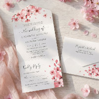 Watercolor Floral Pink Cherry Blossom Wedding