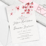 Watercolor Floral Pink Cherry Blossom Wedding Invitation<br><div class="desc">A modern elegant floral wedding invitation featuring blush pink watercolor cherry blossoms and modern calligraphy on a handmade paper texture. For a more rustic and artistic look,  choose "Felt White" paper type in the right pane.</div>
