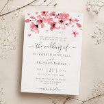 Watercolor Floral Pink Cherry Blossom Wedding Invitation<br><div class="desc">A modern elegant floral wedding invitation featuring pink watercolor cherry blossoms and modern calligraphy on a handmade paper texture. For a more rustic and artistic look,  choose "Felt White" paper type in the right pane.</div>