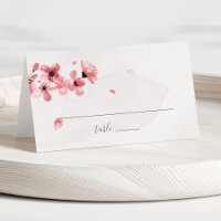 Watercolor Floral Pink Cherry Blossom Wedding