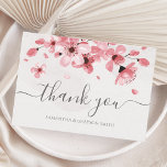 Watercolor Floral Pink Cherry Blossom Wedding Thank You Card<br><div class="desc">A modern elegant floral Thank you card featuring blush pink watercolor cherry blossoms and modern calligraphy on a handmade paper texture.</div>
