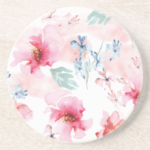 Watercolor Floral Pink Coaster