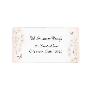 Watercolor Floral & Pink Gingham Mailing Label