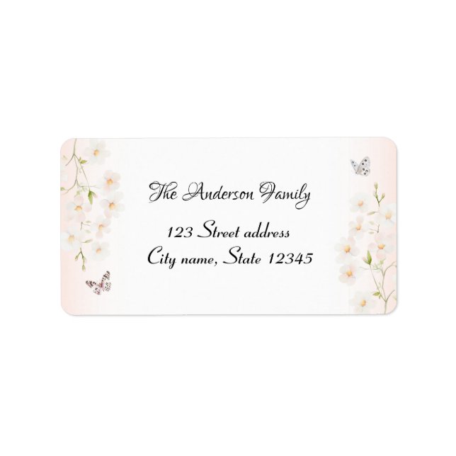Watercolor Floral & Pink Gingham Mailing Label (Front)
