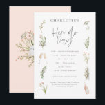 Watercolor floral pink girly hen do day itinerary<br><div class="desc">Watercolor floral bachelorette weekend itinerary. Watercolor wildflower,  botanical floral and foliage and champagne and wine pink girly illustrations. Part of a matching collection.</div>