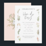 Watercolor floral pink girly hen do day itinerary<br><div class="desc">Watercolor floral bachelorette weekend itinerary. Watercolor wildflower,  botanical floral and foliage and champagne and wine pink girly illustrations. Part of a matching collection.</div>