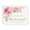 Watercolor Floral Pink Gold Bridesmaid