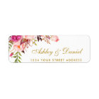 Watercolor Floral Pink Gold Wedding Address