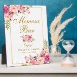 Watercolor Floral Pink Gold Wedding Mimosa Bar Plaque<br><div class="desc">Watercolor Floral Pink Blush Gold Wedding Mimosa Bar Table Plaque</div>
