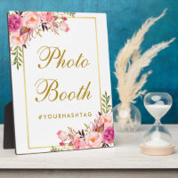 Watercolor Floral Pink Gold Wedding Photo Booth