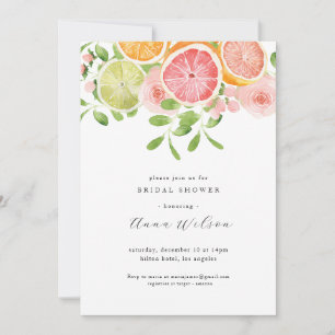 Watercolor Floral Pink Green Bridal Shower Invitation