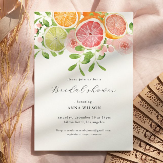 Watercolor Floral Pink Green Bridal Shower  Invitation (Creator Uploaded)