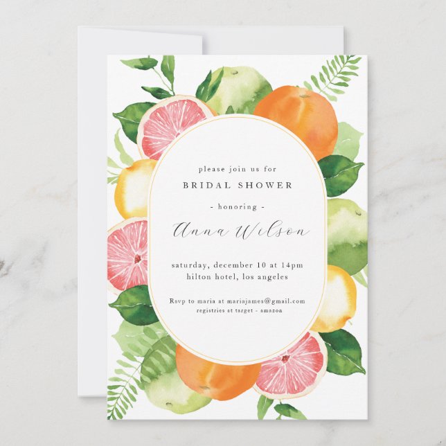 Watercolor Floral Pink Green Bridal Shower  Invitation (Front)