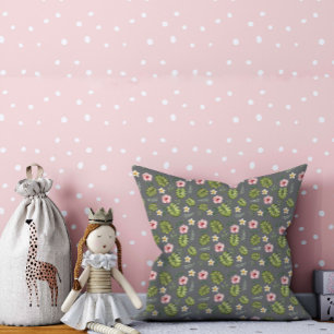 Watercolor floral pink grey pattern cushion